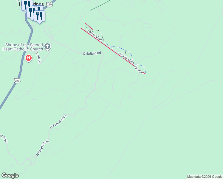 map of restaurants, bars, coffee shops, grocery stores, and more near 120 Asher Way in Hot Springs