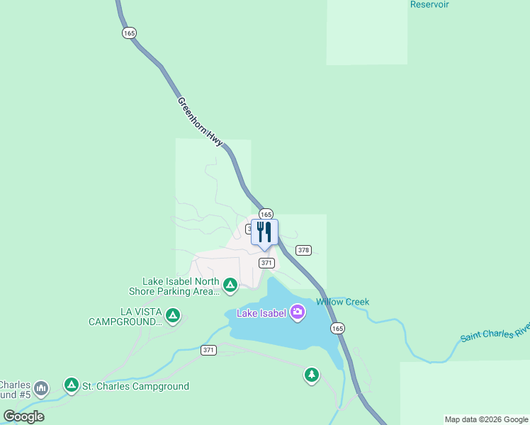 map of restaurants, bars, coffee shops, grocery stores, and more near 16598 Greenhorn Highway in Rye