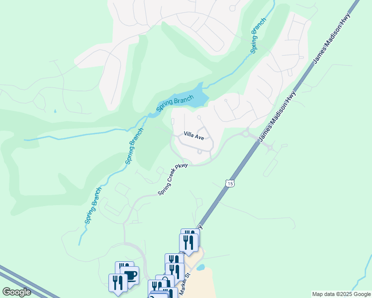 map of restaurants, bars, coffee shops, grocery stores, and more near 111 Saint Andrews Street in Zion Crossroads