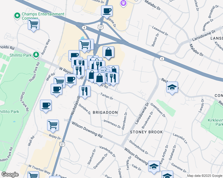 map of restaurants, bars, coffee shops, grocery stores, and more near in Lexington