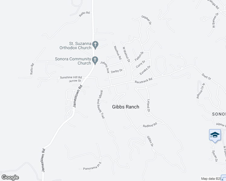 map of restaurants, bars, coffee shops, grocery stores, and more near 20260 Gibbs Drive in Sonora