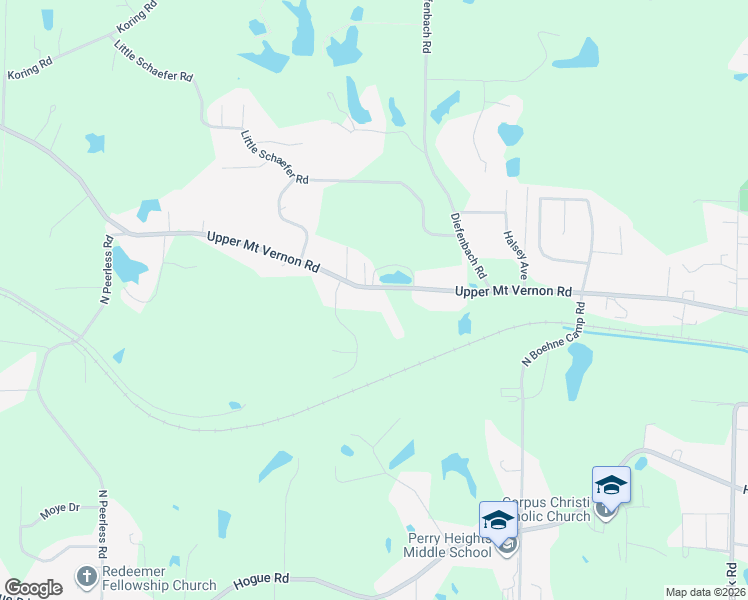 map of restaurants, bars, coffee shops, grocery stores, and more near 6401-6413 Upper Mount Vernon Road in Evansville