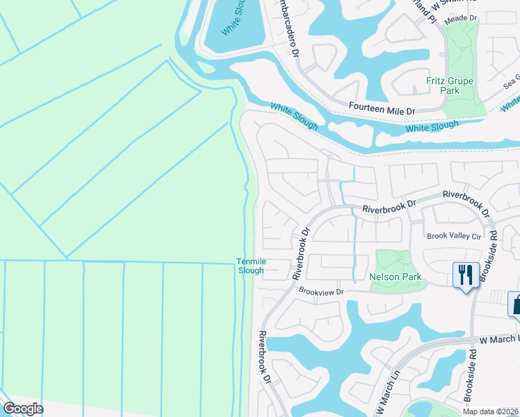 map of restaurants, bars, coffee shops, grocery stores, and more near 5635 Vintage Circle in Stockton