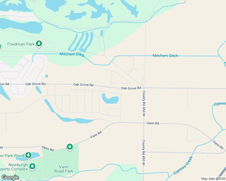 map of restaurants, bars, coffee shops, grocery stores, and more near Oak Grove Road in Newburgh