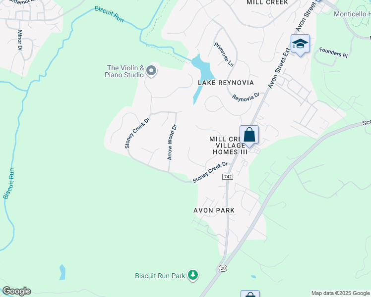map of restaurants, bars, coffee shops, grocery stores, and more near 275 Homestead Lane in Charlottesville