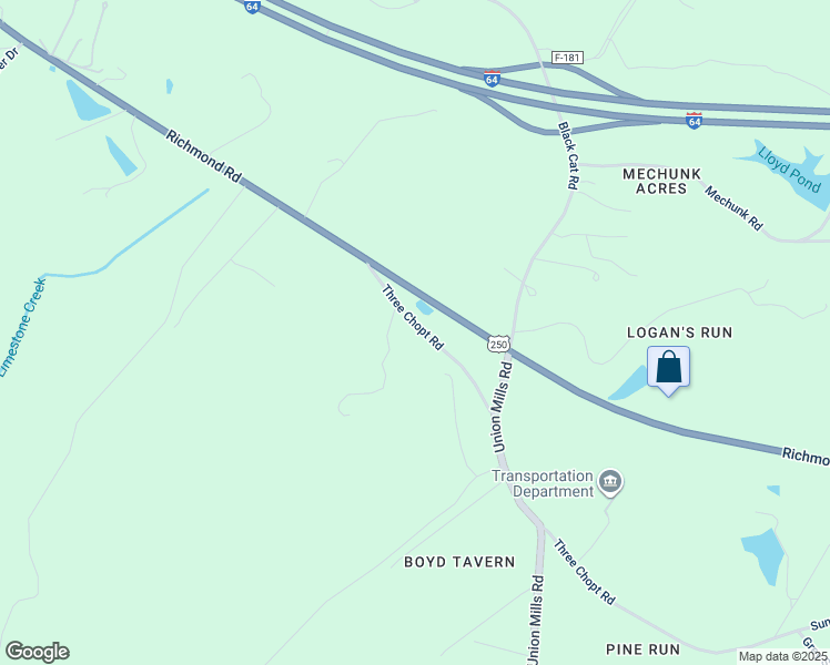 map of restaurants, bars, coffee shops, grocery stores, and more near 4535 Three Chopt Road in Troy