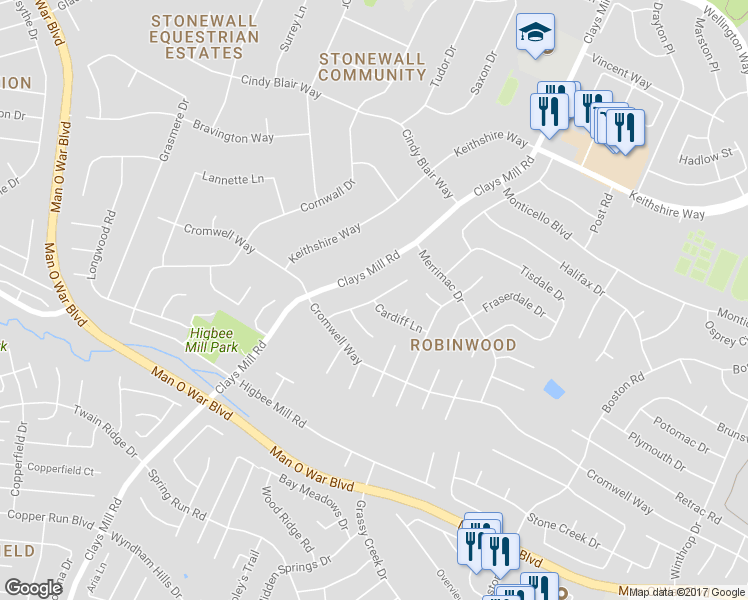 map of restaurants, bars, coffee shops, grocery stores, and more near Aldershot Drive in Lexington