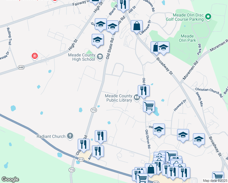 map of restaurants, bars, coffee shops, grocery stores, and more near 388 Maple Grove Road in Brandenburg
