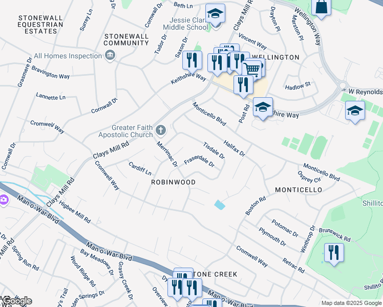 map of restaurants, bars, coffee shops, grocery stores, and more near 3409 Fraserdale Drive in Lexington
