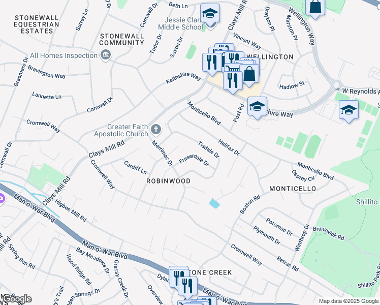 map of restaurants, bars, coffee shops, grocery stores, and more near 3409 Fraserdale Drive in Lexington