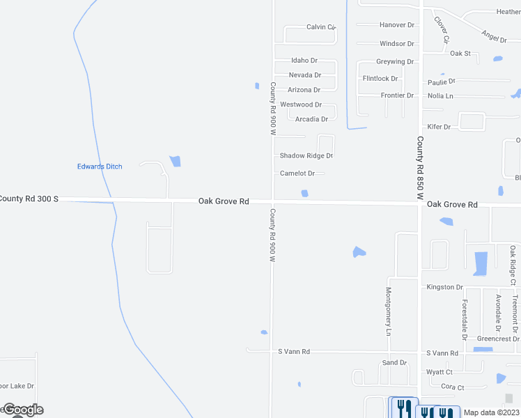 map of restaurants, bars, coffee shops, grocery stores, and more near 3001 County Road 900 West in Newburgh