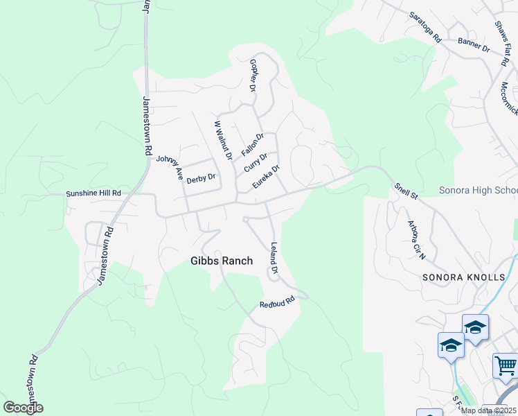 map of restaurants, bars, coffee shops, grocery stores, and more near 11114 Harrison Drive in Sonora