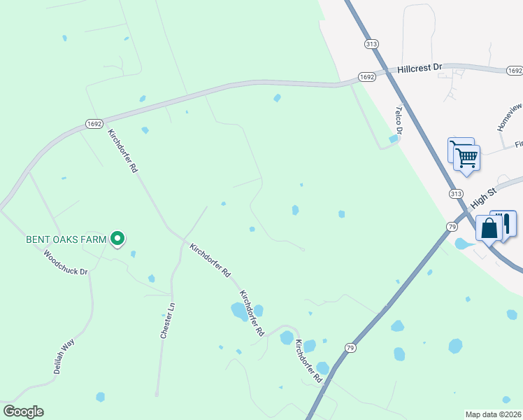 map of restaurants, bars, coffee shops, grocery stores, and more near Sun Valley Road in Brandenburg