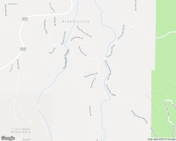 map of restaurants, bars, coffee shops, grocery stores, and more near 18968 Millsite Road in Tuolumne