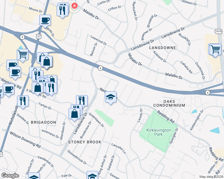 map of restaurants, bars, coffee shops, grocery stores, and more near 320 Redding Road in Lexington