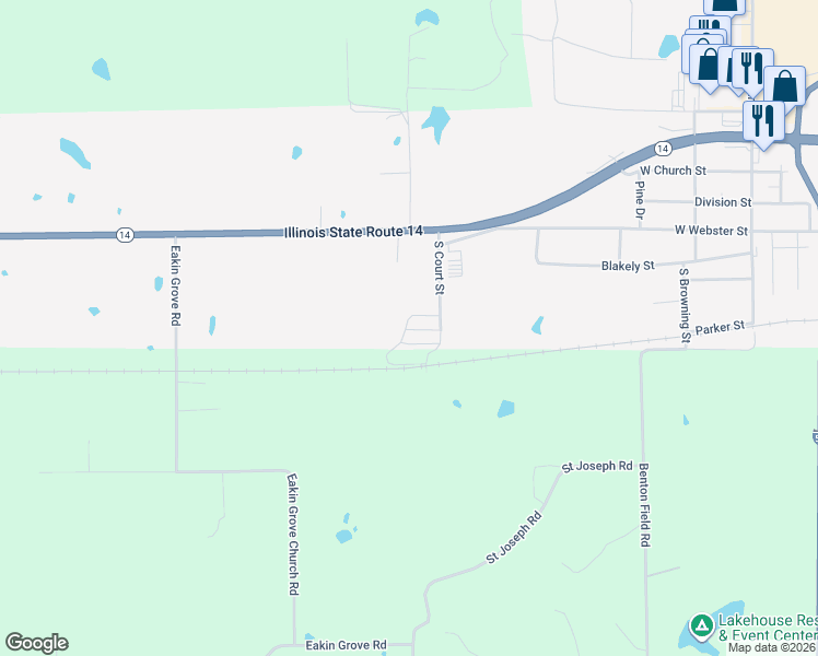 map of restaurants, bars, coffee shops, grocery stores, and more near 231 South Court Street in Benton