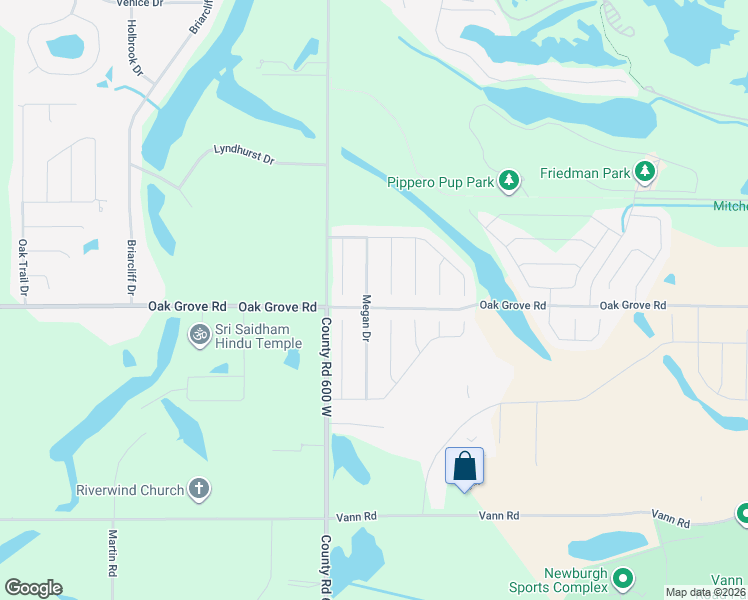 map of restaurants, bars, coffee shops, grocery stores, and more near Oak Grove Road in Newburgh