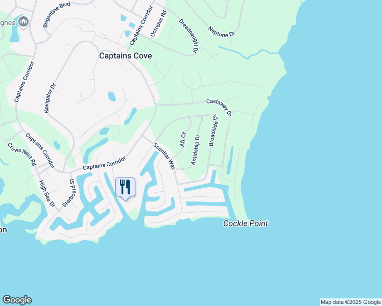 map of restaurants, bars, coffee shops, grocery stores, and more near 3190 Amidship Drive in Greenbackville