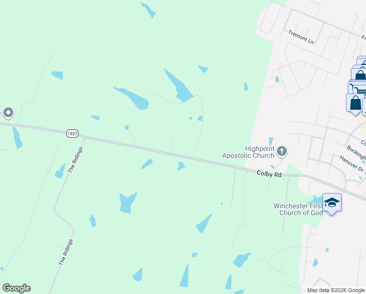 map of restaurants, bars, coffee shops, grocery stores, and more near 3385 Colby Road in Winchester