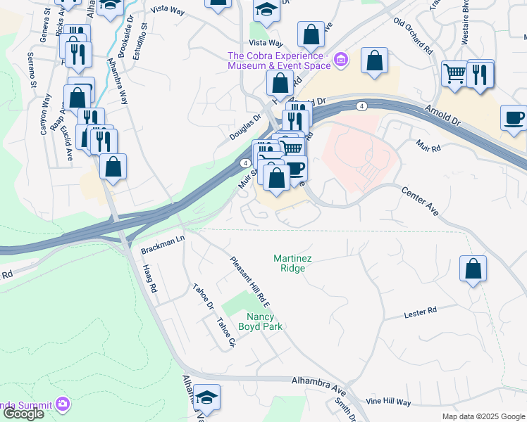 map of restaurants, bars, coffee shops, grocery stores, and more near 508 Center Avenue in Martinez