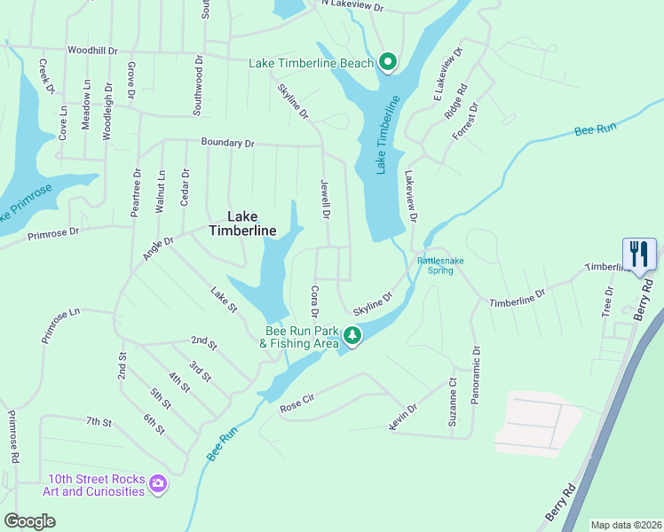 map of restaurants, bars, coffee shops, grocery stores, and more near 9350 East Lakeview Drive in Bonne Terre