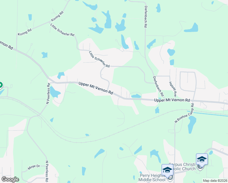 map of restaurants, bars, coffee shops, grocery stores, and more near 6515 Upper Mount Vernon Road in Evansville