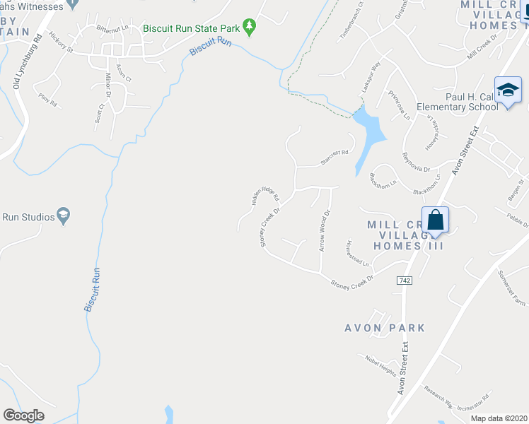 map of restaurants, bars, coffee shops, grocery stores, and more near 1632 Stoney Creek Drive in Charlottesville