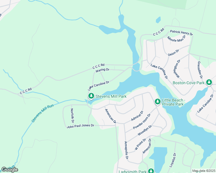 map of restaurants, bars, coffee shops, grocery stores, and more near 464 Lake Caroline Drive in Ruther Glen