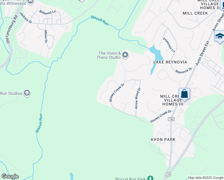 map of restaurants, bars, coffee shops, grocery stores, and more near 1632 Stoney Creek Drive in Charlottesville