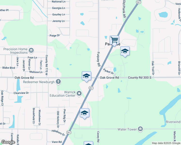 map of restaurants, bars, coffee shops, grocery stores, and more near 7322 Oak Grove Road in Newburgh