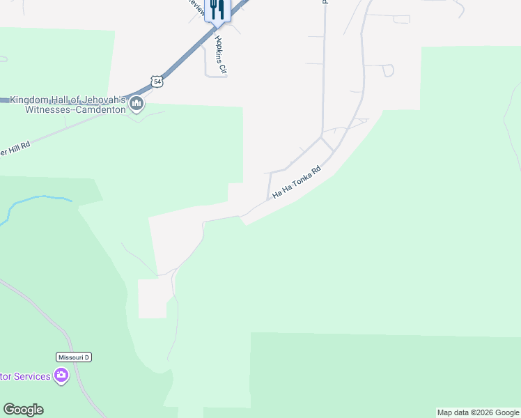 map of restaurants, bars, coffee shops, grocery stores, and more near 1171 Ha Ha Tonka Road in Camdenton