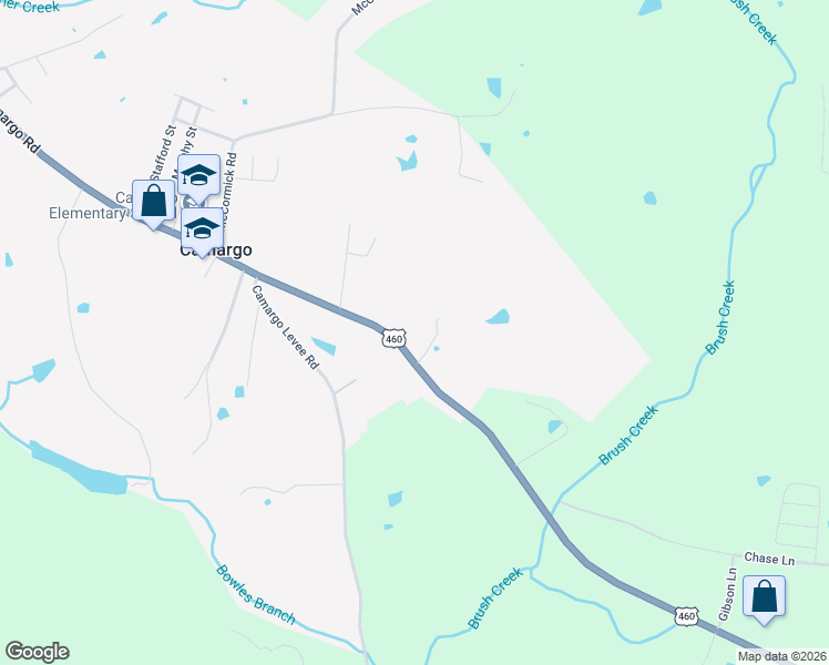 map of restaurants, bars, coffee shops, grocery stores, and more near 4631 Camargo Road in Camargo