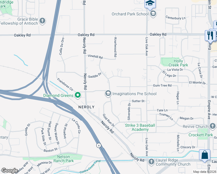 map of restaurants, bars, coffee shops, grocery stores, and more near 2900 Terra Verde Lane in Oakley