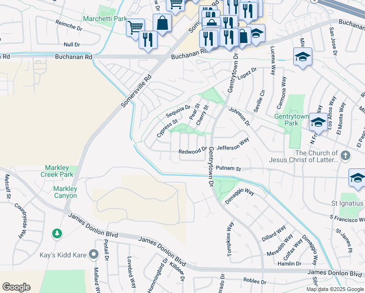 map of restaurants, bars, coffee shops, grocery stores, and more near 3137 Hemlock Street in Antioch