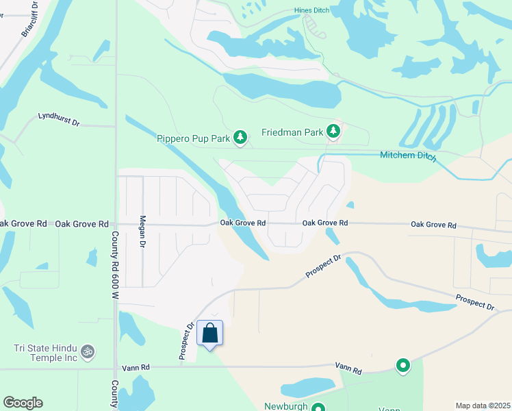 map of restaurants, bars, coffee shops, grocery stores, and more near Oak Grove Road in Newburgh