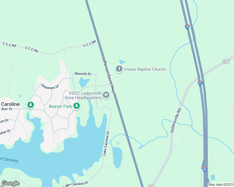 map of restaurants, bars, coffee shops, grocery stores, and more near 20005 Jefferson Davis Highway in Ruther Glen