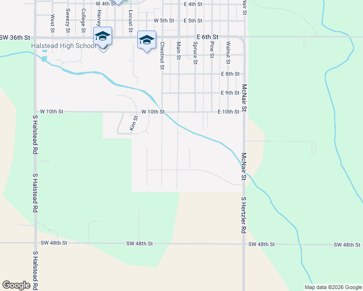 map of restaurants, bars, coffee shops, grocery stores, and more near 1205 Stutzman Circle in Halstead