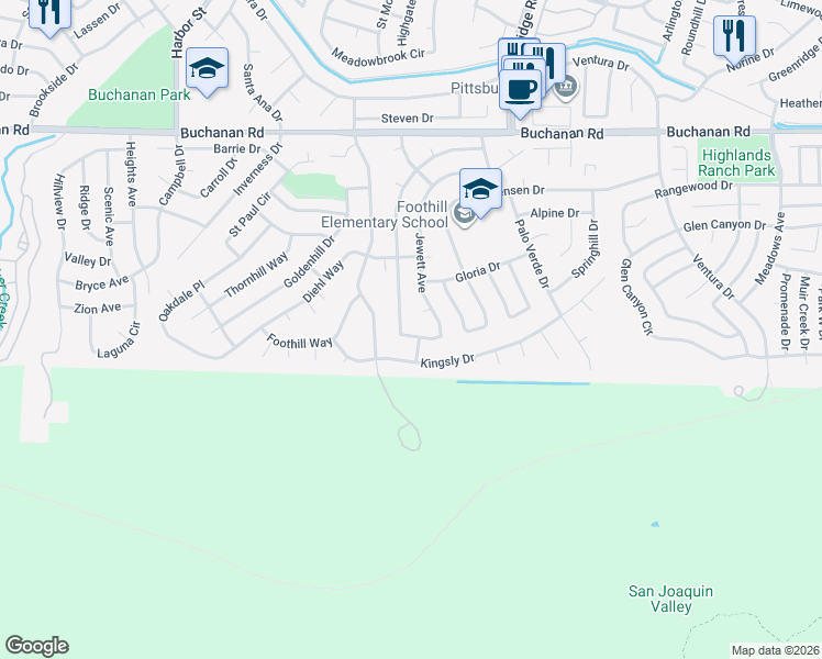 map of restaurants, bars, coffee shops, grocery stores, and more near 923 Jewett Avenue in Pittsburg