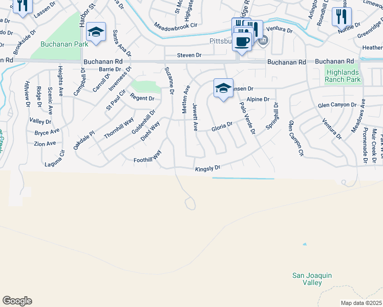 map of restaurants, bars, coffee shops, grocery stores, and more near 923 Jewett Avenue in Pittsburg