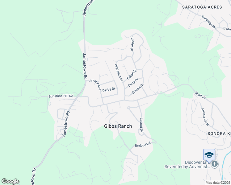 map of restaurants, bars, coffee shops, grocery stores, and more near 10987 Derby Drive in Sonora