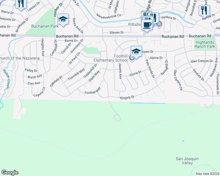 map of restaurants, bars, coffee shops, grocery stores, and more near 4300 Suzanne Drive in Pittsburg