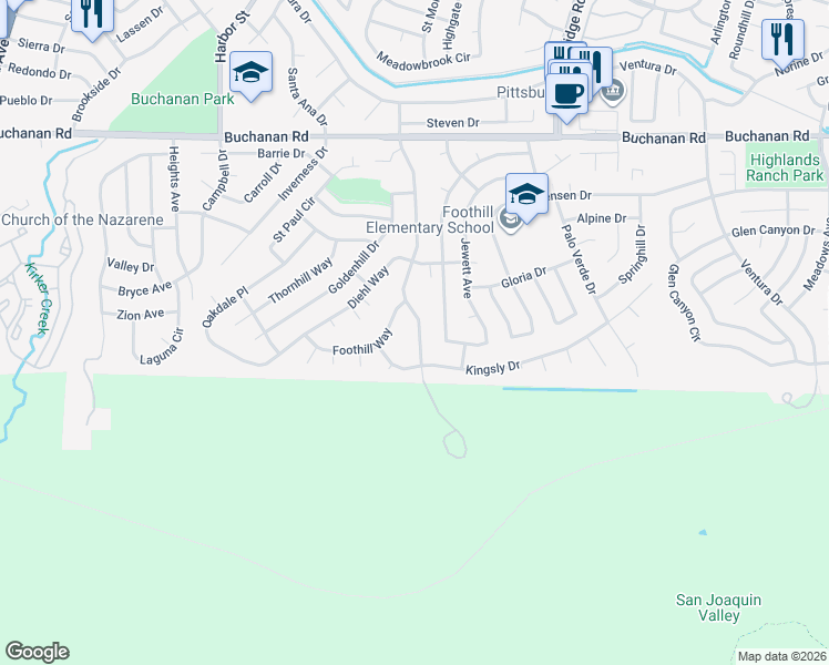 map of restaurants, bars, coffee shops, grocery stores, and more near 4300 Suzanne Drive in Pittsburg
