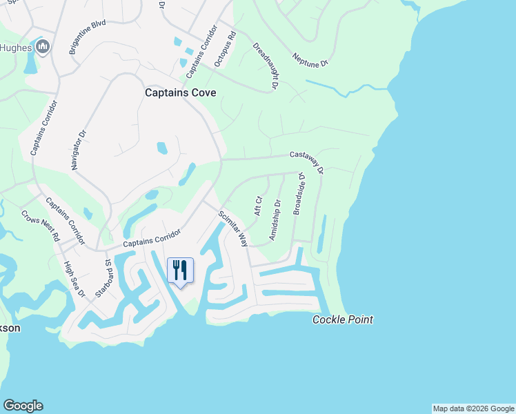 map of restaurants, bars, coffee shops, grocery stores, and more near 3190 Amidship Drive in Greenbackville