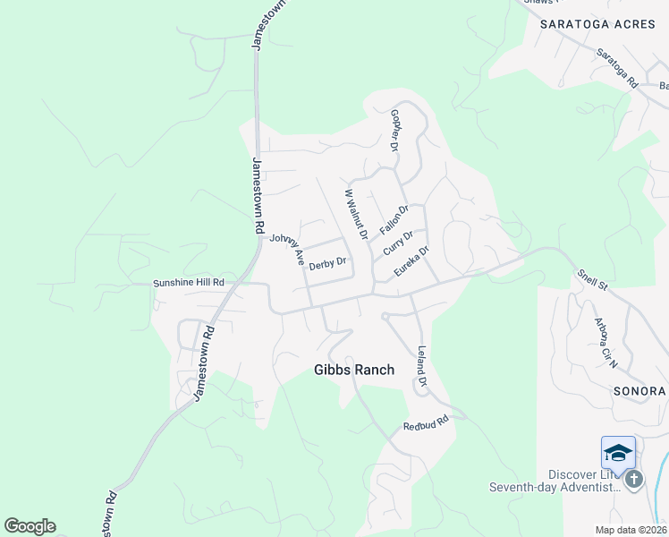 map of restaurants, bars, coffee shops, grocery stores, and more near 10987 Derby Drive in Sonora