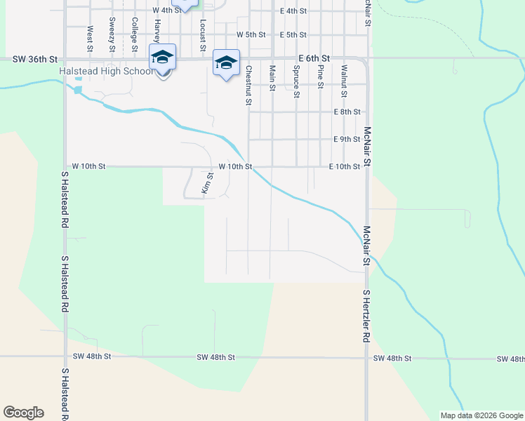 map of restaurants, bars, coffee shops, grocery stores, and more near 1205 Stutzman Circle in Halstead