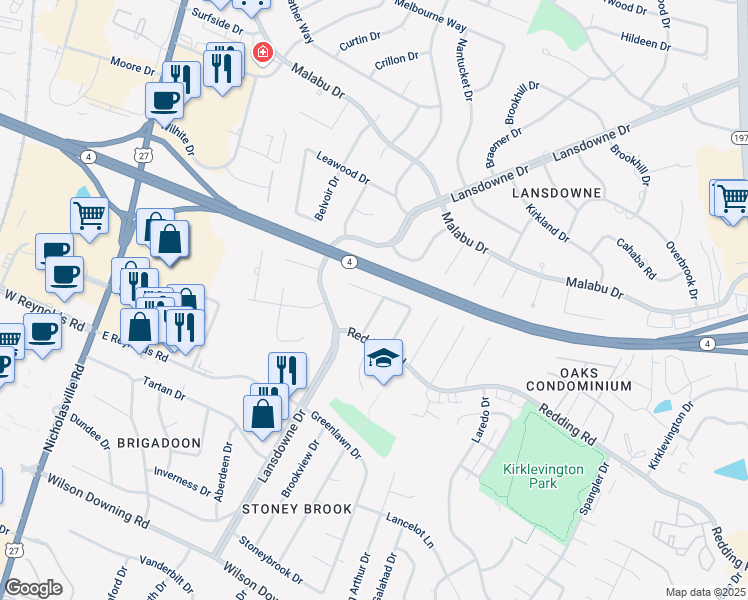 map of restaurants, bars, coffee shops, grocery stores, and more near 292 Hightower Road in Lexington