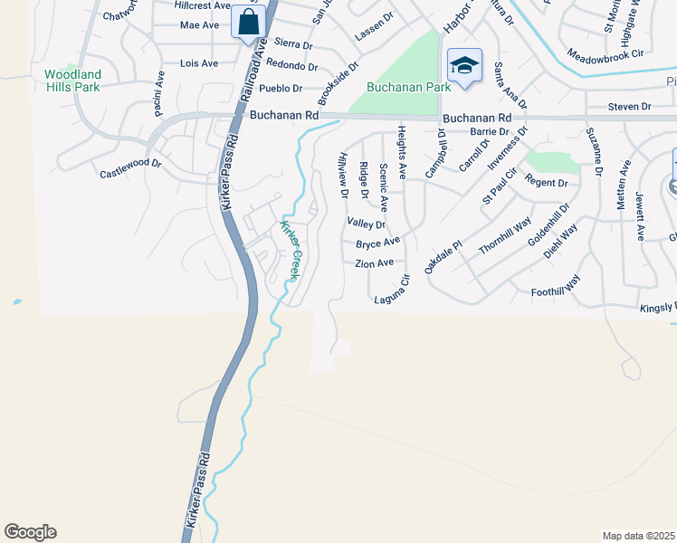 map of restaurants, bars, coffee shops, grocery stores, and more near 4370 Hillview Drive in Pittsburg