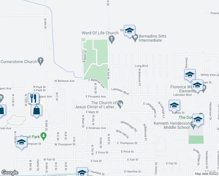 map of restaurants, bars, coffee shops, grocery stores, and more near 222 East Bellevue Avenue in Garden City