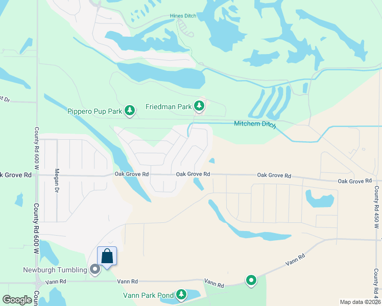 map of restaurants, bars, coffee shops, grocery stores, and more near Oak Grove Road in Newburgh