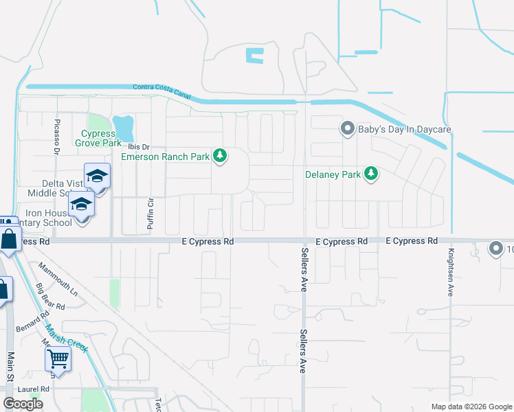 map of restaurants, bars, coffee shops, grocery stores, and more near 917 Winddrift Way in Oakley